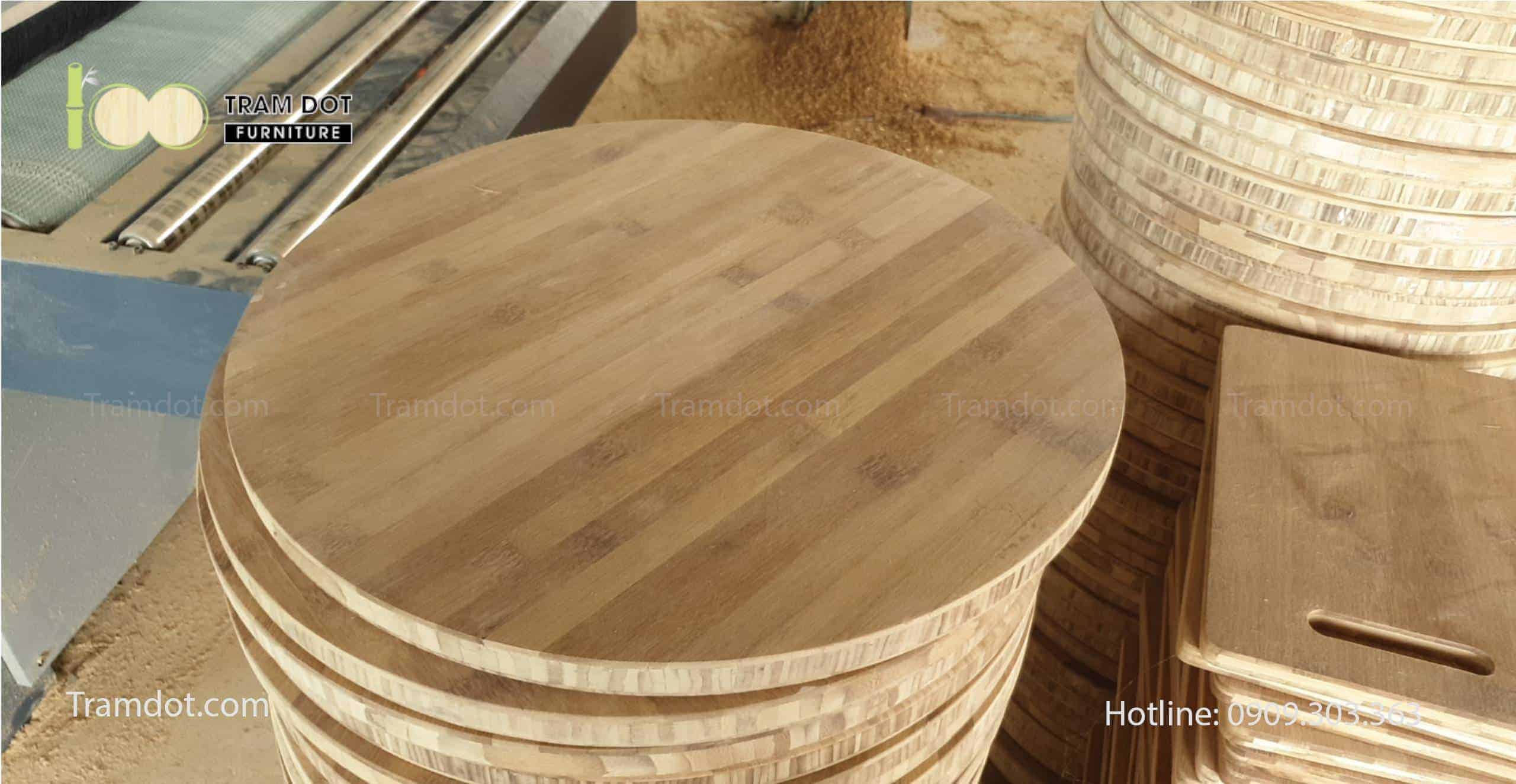 Sản xuất mặt bàn tre ép làm bàn cafe cho chuỗi Cafe Highland | TRAMDOT Furniture