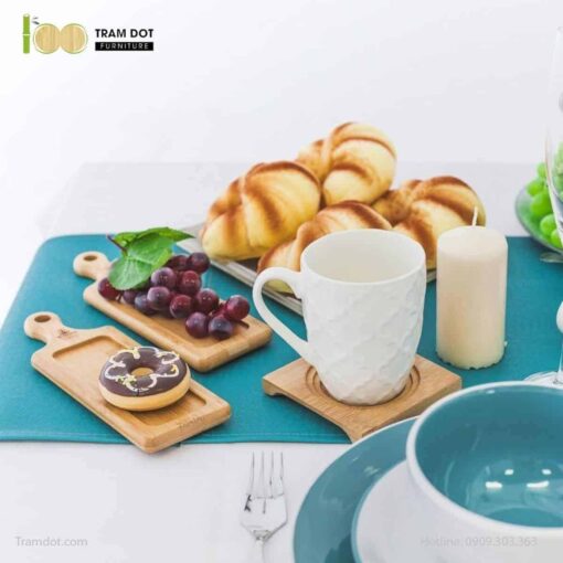 Đĩa tre chữ nhật có tay cầm 34x12cm TRAMDOT