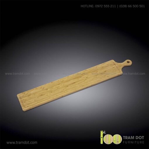 Khay tre phục vụ chữ nhật dài có tay cầm TRAMDOT | Dịch vụ gia công khay tre phục vụ theo yêu cầu Trăm Đốt