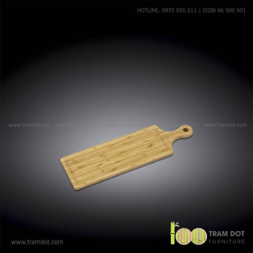 Khay tre phục vụ chữ nhật dài có tay cầm TRAMDOT | Dịch vụ gia công khay tre phục vụ theo yêu cầu Trăm Đốt