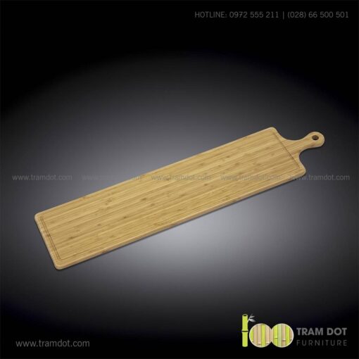 Khay tre phục vụ chữ nhật dài có tay cầm TRAMDOT | Dịch vụ gia công khay tre phục vụ theo yêu cầu Trăm Đốt