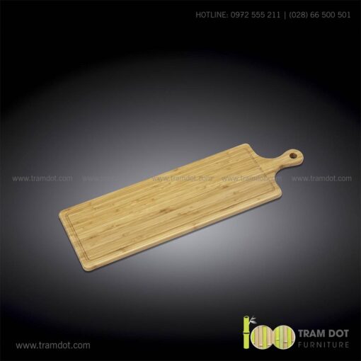 Khay tre phục vụ chữ nhật dài có tay cầm TRAMDOT | Dịch vụ gia công khay tre phục vụ theo yêu cầu Trăm Đốt