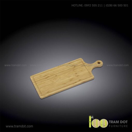 Khay tre phục vụ chữ nhật dài có tay cầm TRAMDOT | Dịch vụ gia công khay tre phục vụ theo yêu cầu Trăm Đốt