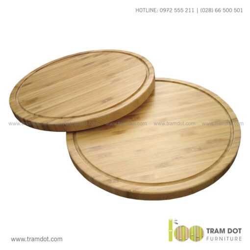 Khay tre phục vụ tròn TRAMDOT | Dịch vụ gia công khay tre phục vụ theo yêu cầu Trăm Đốt
