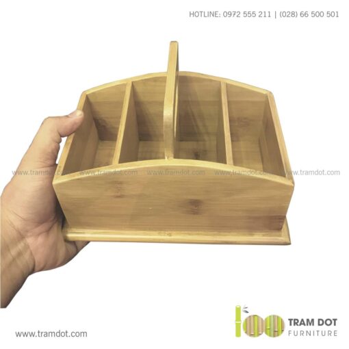 Khay tre đựng lọ gia vị 4 ngăn SALLY 1 | Tramdot.com