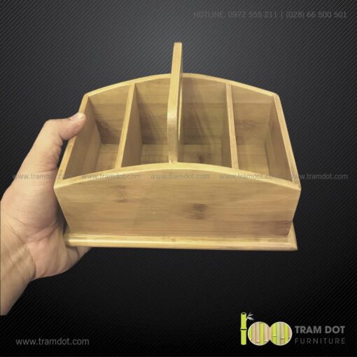 Khay tre đựng lọ gia vị 4 ngăn SALLY 5 | Tramdot.com