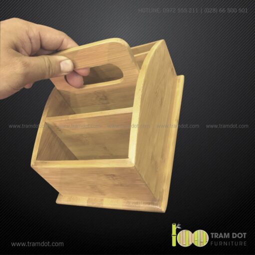 Khay tre đựng lọ gia vị 4 ngăn SALLY 6 | Tramdot.com