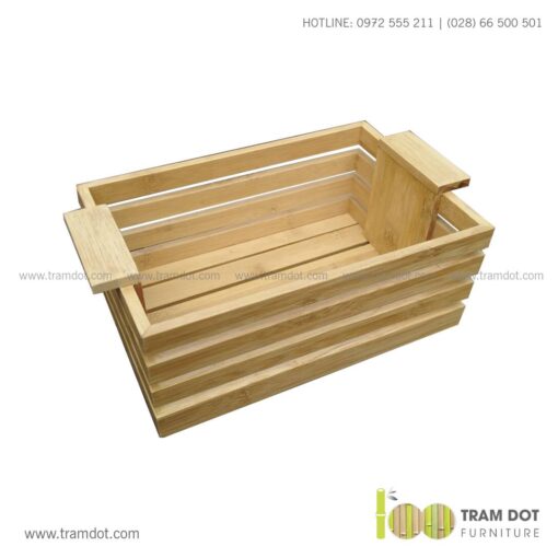 Khay tre đựng lọ gia vị chữ nhật có quai xách SUSAN 1 | Tramdot.com