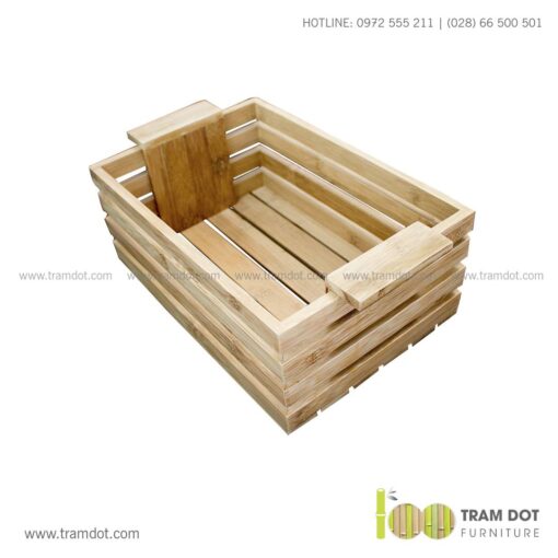 Khay tre đựng lọ gia vị chữ nhật có quai xách SUSAN 2 | Tramdot.com