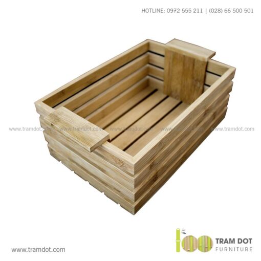 Khay tre đựng lọ gia vị chữ nhật có quai xách SUSAN 3 | Tramdot.com