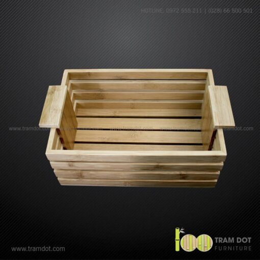 Khay tre đựng lọ gia vị chữ nhật có quai xách SUSAN 5 | Tramdot.com