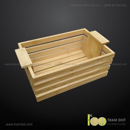 Khay tre đựng lọ gia vị chữ nhật có quai xách SUSAN 6 | Tramdot.com