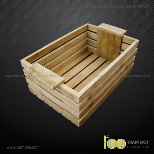 Khay tre đựng lọ gia vị chữ nhật có quai xách SUSAN 8 | Tramdot.com