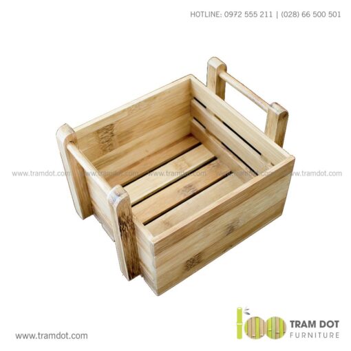 Khay tre đựng lọ gia vị vuông có quai xách SOLA 1 | Tramdot.com