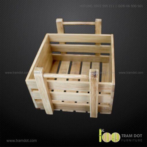 Khay tre đựng lọ gia vị vuông có quai xách SOLA 10 | Tramdot.com