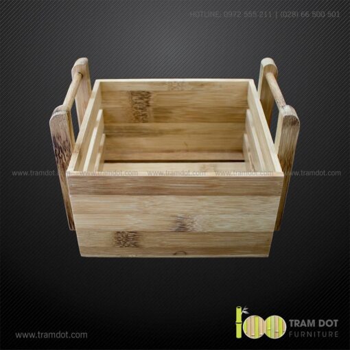 Khay tre đựng lọ gia vị vuông có quai xách SOLA 11 | Tramdot.com