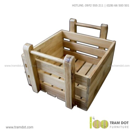 Khay tre đựng lọ gia vị vuông có quai xách SOLA 2 | Tramdot.com