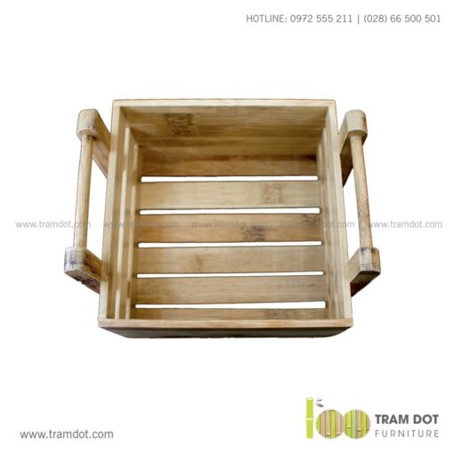 Khay tre đựng lọ gia vị vuông có quai xách SOLA 3 | Tramdot.com