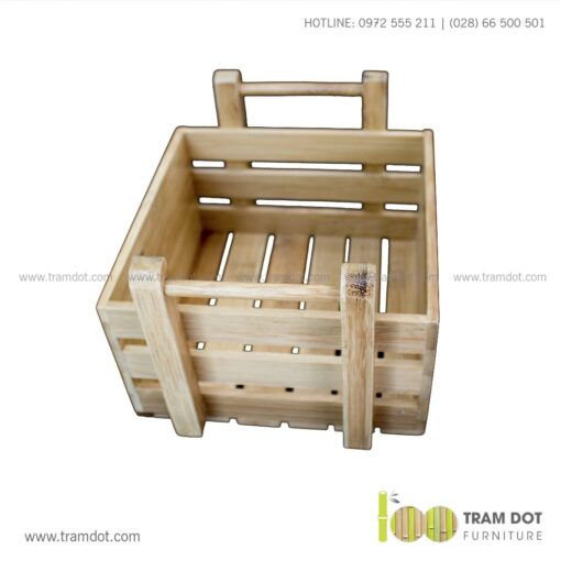 Khay tre đựng lọ gia vị vuông có quai xách SOLA 4 | Tramdot.com