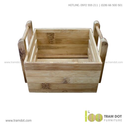 Khay tre đựng lọ gia vị vuông có quai xách SOLA 5 | Tramdot.com