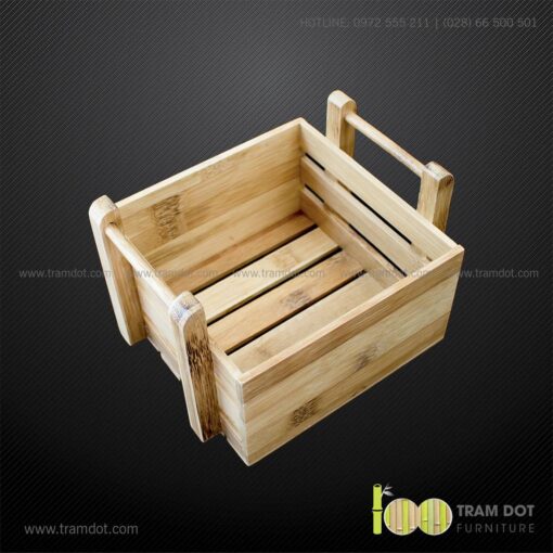 Khay tre đựng lọ gia vị vuông có quai xách SOLA 7 | Tramdot.com
