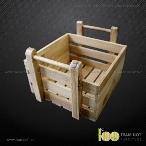 Khay tre đựng lọ gia vị vuông có quai xách SOLA 8 | Tramdot.com