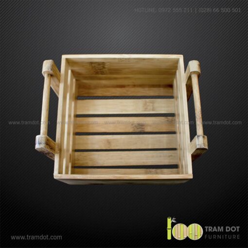 Khay tre đựng lọ gia vị vuông có quai xách SOLA 9 | Tramdot.com
