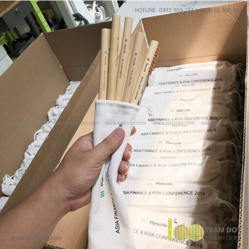Bộ ống hút tre tự nhiên size vừa 2 cái, Pack 2 natural bamboo straws - Trăm Đốt