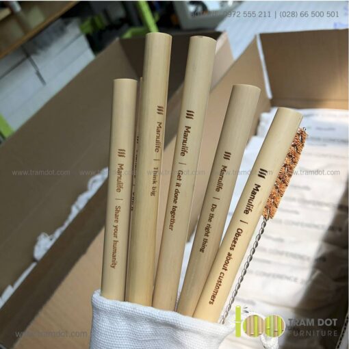 Bộ ống hút tre tự nhiên size vừa 2 cái, Pack 2 natural bamboo straws - Trăm Đốt