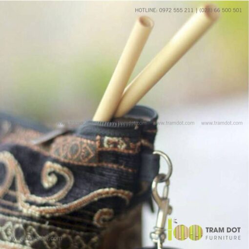 Bộ ống hút tre tự nhiên size vừa 2 cái, Pack 2 natural bamboo straws - Trăm Đốt