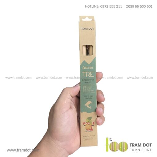 Bộ ống hút tre tự nhiên size vừa 2 cái, Pack 2 natural bamboo straws - Trăm Đốt