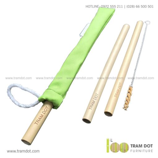 Bộ ống hút tre tự nhiên size vừa 2 cái, Pack 2 natural bamboo straws - Trăm Đốt