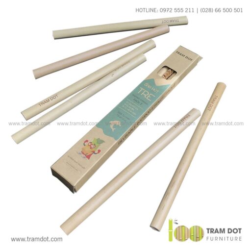 Bộ ống hút tre tự nhiên size vừa 2 cái, Pack 2 natural bamboo straws - Trăm Đốt