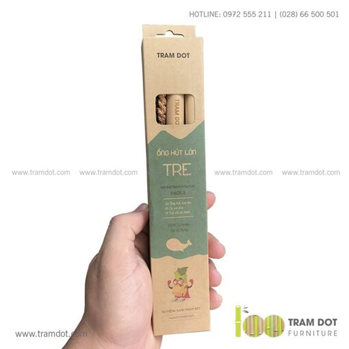 Bộ ống hút tre tự nhiên size lớn 2 cái, Pack 2 natural bamboo straws - Trăm Đốt