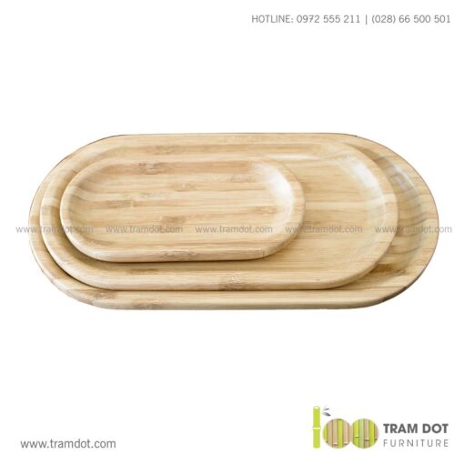 Đĩa tre hình Oval TRAMDOT | Dịch vụ gia công khay đĩa tre theo yêu cầu Trăm Đốt