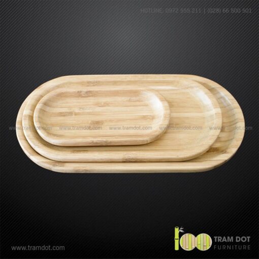 Đĩa tre hình Oval TRAMDOT | Dịch vụ gia công khay đĩa tre theo yêu cầu Trăm Đốt