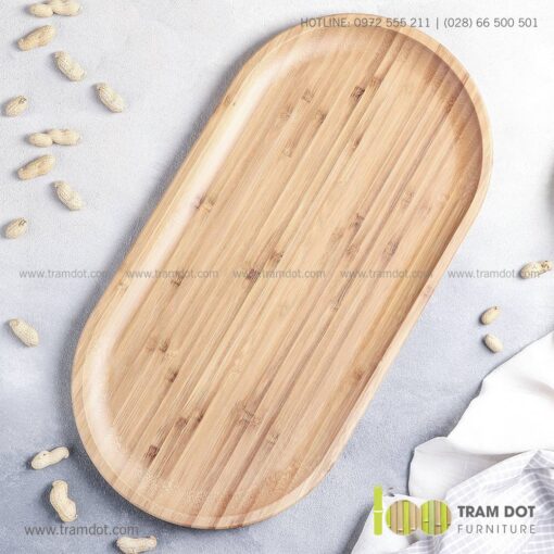 Đĩa tre hình Oval TRAMDOT | Dịch vụ gia công khay đĩa tre theo yêu cầu Trăm Đốt