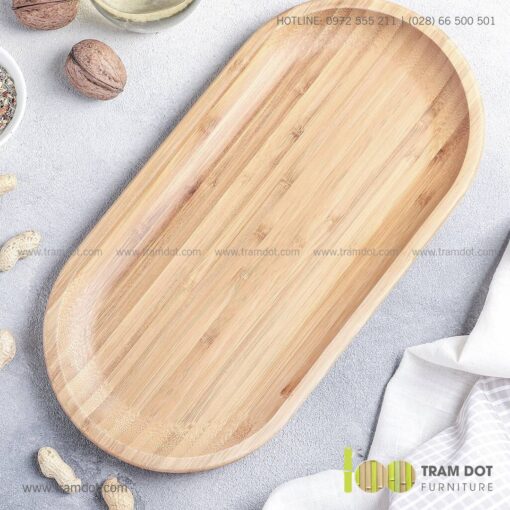 Đĩa tre hình Oval TRAMDOT | Dịch vụ gia công khay đĩa tre theo yêu cầu Trăm Đốt