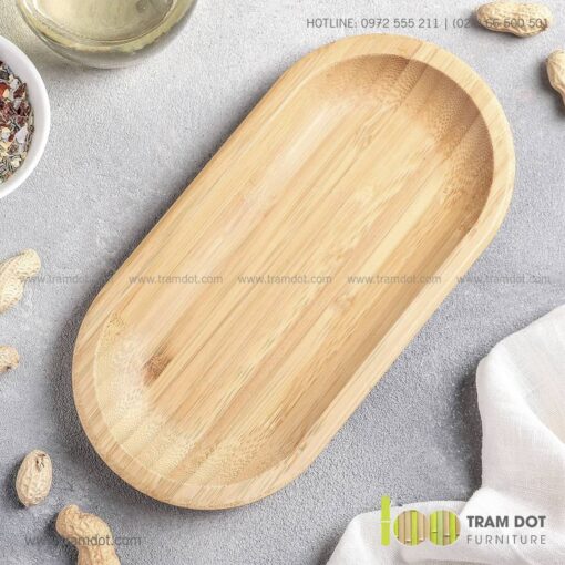 Đĩa tre hình Oval TRAMDOT | Dịch vụ gia công khay đĩa tre theo yêu cầu Trăm Đốt
