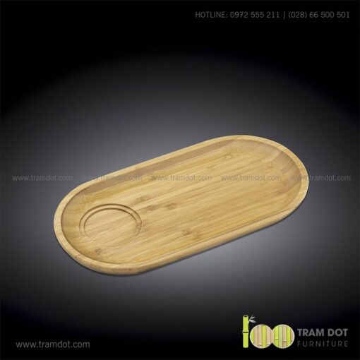 Đĩa tre hình Oval, phục vụ đồ uống TRAMDOT | Dịch vụ gia công khay đĩa tre theo yêu cầu Trăm Đốt