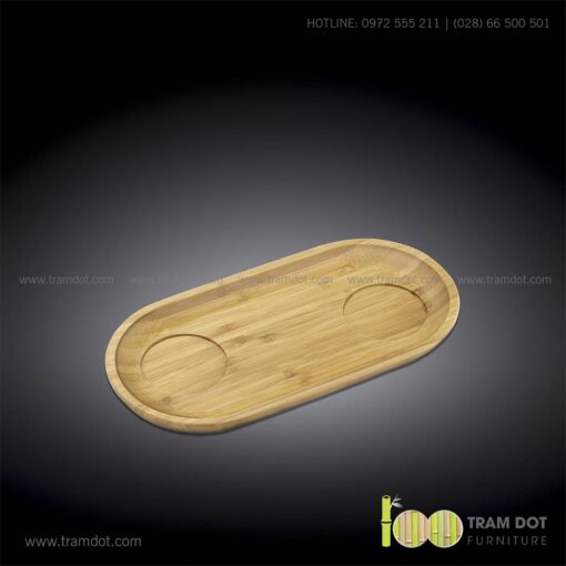 Đĩa tre hình Oval, phục vụ đồ uống TRAMDOT | Dịch vụ gia công khay đĩa tre theo yêu cầu Trăm Đốt