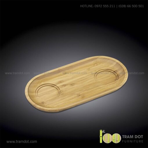 Đĩa tre hình Oval, phục vụ đồ uống TRAMDOT | Dịch vụ gia công khay đĩa tre theo yêu cầu Trăm Đốt