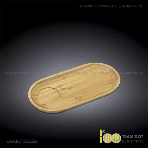 Đĩa tre hình Oval, phục vụ đồ uống TRAMDOT | Dịch vụ gia công khay đĩa tre theo yêu cầu Trăm Đốt