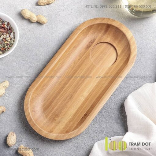 Đĩa tre hình Oval, phục vụ đồ uống TRAMDOT | Dịch vụ gia công khay đĩa tre theo yêu cầu Trăm Đốt