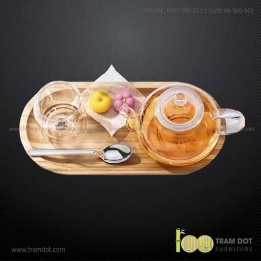 Đĩa tre hình Oval, phục vụ đồ uống TRAMDOT | Dịch vụ gia công khay đĩa tre theo yêu cầu Trăm Đốt
