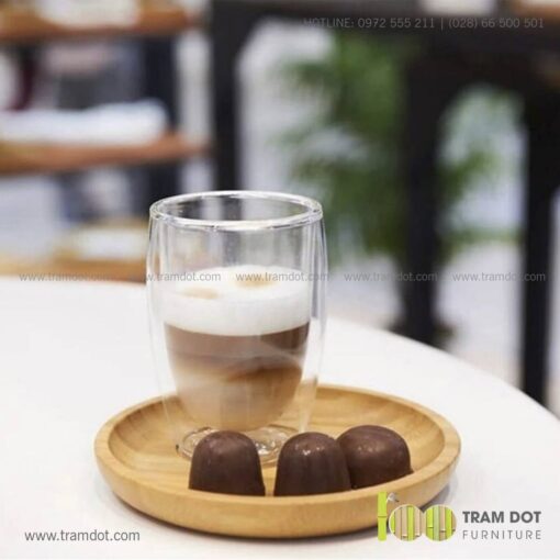 Đĩa tre hình Tròn, phục vụ đồ uống TRAMDOT | Dịch vụ gia công khay đĩa tre theo yêu cầu Trăm Đốt