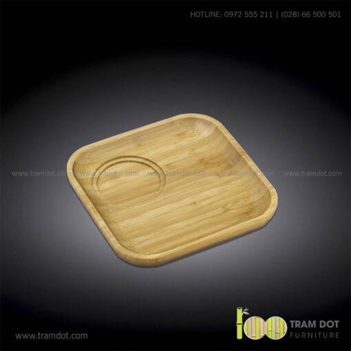 Đĩa tre hình Vuông, phục vụ đồ uống TRAMDOT | Dịch vụ gia công khay đĩa tre theo yêu cầu Trăm Đốt