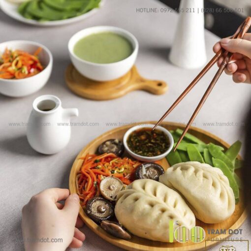 Đĩa tre hình tròn TRAMDOT | Dịch vụ gia công khay đĩa tre theo yêu cầu Trăm Đốt