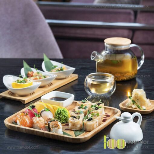 Đĩa tre vuông TRAMDOT | Dịch vụ gia công khay đĩa tre theo yêu cầu Trăm Đốt