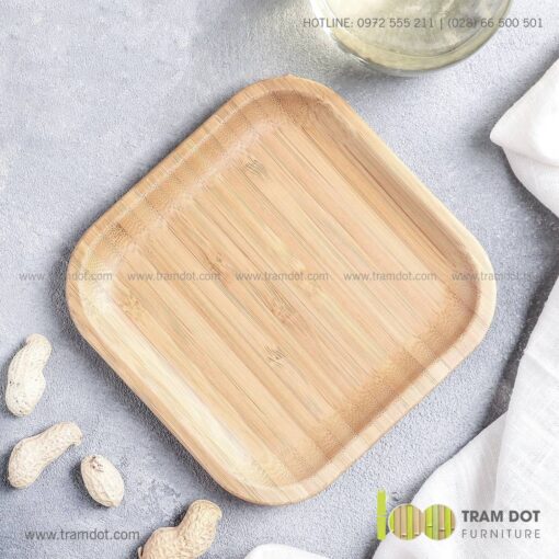 Đĩa tre vuông TRAMDOT | Dịch vụ gia công khay đĩa tre theo yêu cầu Trăm Đốt